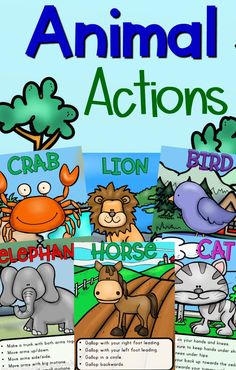 Preschool Gross Motor Activities. Animal actions are a must when it comes to brain breaks or getting kids moving. Fun themed animal printables for your classroom or home. Prep once and use over and over again. The perfect preschool activity!