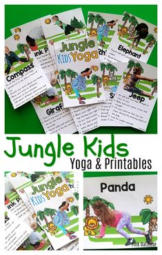 Jungle Kids Yoga & Printables are perfect brain breaks for preschoolers. These great animal activities help break up the day and add in some fun gross motor. Great for beginners or the expert yogis. #kidsyoga
