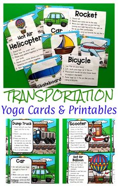 Transportation Themed Yoga Cards & Printables are fun to for preschoolers and add gross motor activity to their day! These yoga moves are perfect for beginners and advanced yogis. Preschool, kindergarten and up will love these moves pretending to be all sorts of vehicles.
