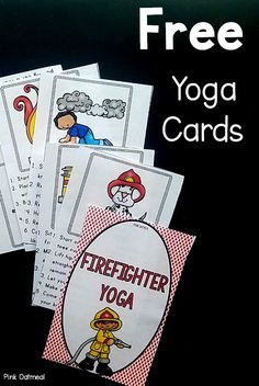 Firefighter themed yoga cards! Fun kids yoga poses that are perfect for fire safety week activities. Use these for your classroom, at home or for therapy interventions. A fun kids fitness activity.