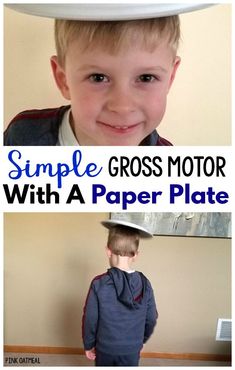 Simple Gross Motor Game with paper plates. This gross motor activity is perfect for preschool gross motor, physical therapy, occupational therapy, and physical education. #grossmotor #preschool