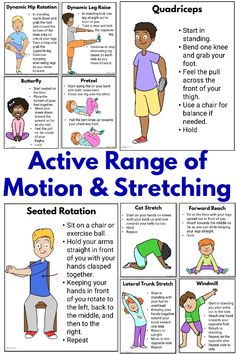 Get this fabulous set of 20 different active and dynamic range of motion and stretching task cards. Also get full sheet sized images of each exercise with instructions. This is such an awesome resource for distance learning or teletherapy. A great option for a pediatric physical therapist, pediatric occupational therapist, or physical education teacher!