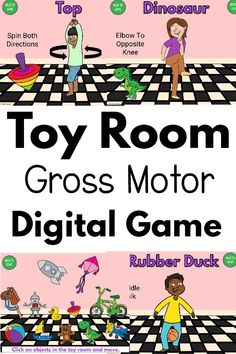 This toy room digital gross motor game is a must play! Pick from your favorite toys and start moving like those toys! Your kids will LOVE this and so will you. It is the perfect option for in person (play on computer, tablet, or interactive whiteboard) and an AWESOME option for distance learning. Making gross motor fun with a toy theme!