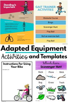 Hard to find templates and activities for adapted equipment. Use ready made handouts or create your own individualized ideas using the templates. Get these now!