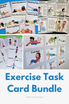 This is an amazing collection of exercise task cards! I love how it is designed for kids and the pictures are so relatable to kids! I saved so much money by getting them in a bundle and I have exercises for all parts of the body and skills. These are fantastic for gross motor skills, physical education, adapted physical education, and to use all year long! Don’t miss out on these exercise cards for for kids!