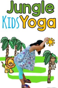 I need to try this for a Jungle Unit! I love the cute kids in the pictures and all the great ways to move the little bodies that go along with a jungle theme! #jungletheme #jungleactivities #junglegrossmotor #kidsyoga #physicaleducation #brainbreaks #yogafortheclassroom #yoga