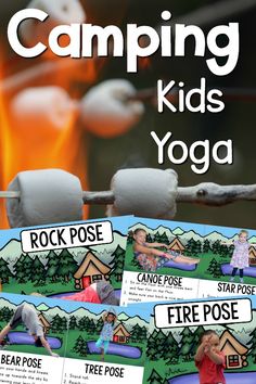 Yoga for kids a camping theme! This is perfect for your camping activities or to use with your camping unit. It’s a fun idea for preschool gross motor or therapy interventions as well!