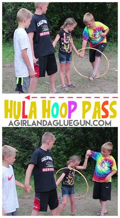 This game is quick, easy and only involves people and a hula hoop! Perfect for a family reunion or classroom party! Have two teams and race to see who can get the hula hoop passed all the way to end and back! Make a line (or circle) of people…all holding hands. the hula hoop has …