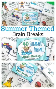 These fun summer themed brain breaks are perfect to incorporate into lesson plans to get kids moving. Children will love these activities to get thinking summer! Perfect for the beginner or expert and fun to do both indoors and outdoors! #brainbreaks #physicalactivity #grossmotor #physicaltherapy #pediatrics #summerthemed