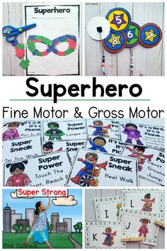Superhero themed fine motor and gross motor activities all in one pack. Save money when you buy this pack of fun superhero fine motor activities and gross motor activities. No need to plan, you will have everything you need for your superheroes in this fun pack!
