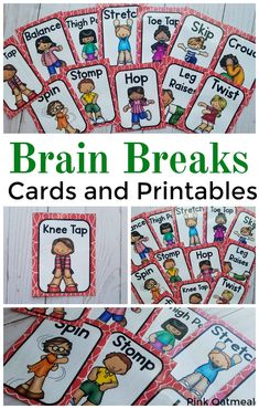 Brain Break Cards. Easy and fun brain break activities. These are quick and easy visual brain break cards that are perfect for a classroom, group, physical education, physical therapy or occupational therapy. Brain breaks for the classroom are a must!