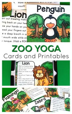 Zoo yoga cards and printables are perfect animal moves for kids! Preschoolers will love these awesome moves. Great to add movement to the day. #kidsyoga
