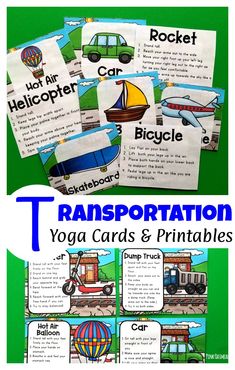 Fun Transportation Yoga Cards and Printables make for a great brain break for preschoolers! Kids will enjoy these activities and get their wiggles out! Perfect to incorporate some kinesthetic learning into a transportation themed unit in kindergarten.