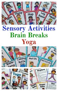 Calm down kit or calm down corner ideas. Brain break activities. Sensory activities. Yoga for the classroom. Use theses for your calm down corner. Great for the classroom, home, therapy and more!