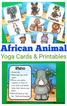 Looking to add some brain breaks or movement to your lesson plans? Check out these fun African Animal Yoga Cards and Printables. Kids will love these fun activities to pretend they are cheetahs, elephants, zebras and more. Great for preschool, kindergarten and up. #kidsyoga