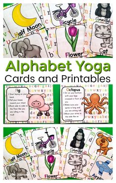 Alphabet Yoga Cards and Printables is a great activity for preschoolers to get them learning and moving. These fun yoga poses are great brain breaks to include in your lesson plans. Great for the classroom, occupational therapy, physical therapy, preschool or at home. #kidsyoga