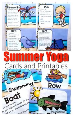 These fun summer yoga cards and printables are great activities to keep children moving! Kids will love these poses that are great for the beginner to the expert. Perfect for toddler, preschool, kindergarten and up!