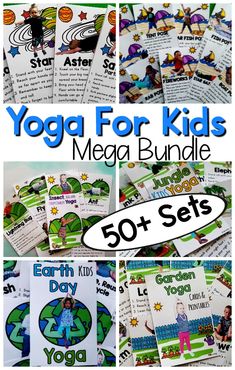 Kids yoga mega bundle! Over 50 different sets of themed kids yoga! These are great for kids yoga lesson plans, classroom yoga, and mindfulness activities for kids. Save big when you buy yoga for kids in this must have bundle!