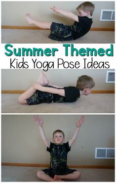 Kids yoga poses for summer! Fun summer activity for kids! Great summer school activity or summer camp activities! Use this as part of your kids yoga lesson plans! Use these ideas all summer long.