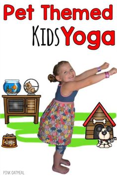 Pet themed yoga cards and printables are a perfect way to incorporate kids yoga poses! Check out these fun pet themed yoga cards and printables with real kids in the poses! #kidsyoga #brainbreaks #petactivities #petgrossmotor #preschoolgrossmotor #classroomyoga #physicaleducaiton