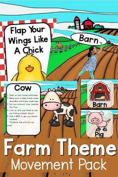 Farm theme activities that are the perfect addition to your classroom, camp, daycare, therapies and beyond. Kids need to move and this pack is dedicated to making movement fun and easy with a farm theme. Get started today!