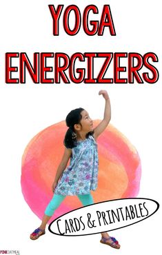 Yoga cards to energize! Use these kids yoga cards as a brain break or fun way to move! They are great for yoga for the classroom or classroom brain breaks. The cards and printables can be used on an interactive whiteboard, posted in the hallway or put in a box or on a ring for easy access. They are great for activities for physical education or preschool gross motor. #kidsyoga #brainbreaks