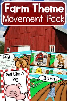 Fun farm activities that are all about physical activity and movement! These are great for preschool gross motor, farm gross motor, therapies and more! The farm theme movement pack is the perfect addition to any farm unit!