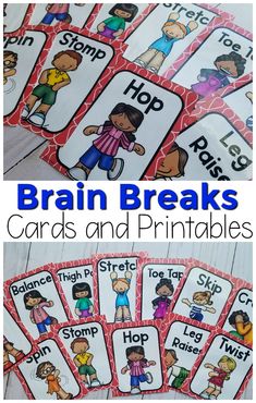 Brain breaks for the classroom. Brain breaks for kids. Brain breaks for any occasion! These brain break cards and printables are fun, fast, and easy to follow. They are perfect for the classroom, physical therapy, occupational therapy or physical education activities!