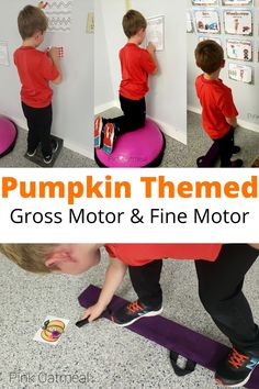 Pumpkin themed gross motor ideas and pumpkin themed fine motor ideas!