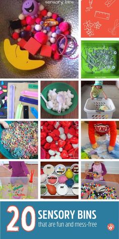If you love the idea of sensory play but are weary of the mess, look no further! Here are 20 sensory bin ideas that are so fun with no mess! #toddleractivities #simpleactivities